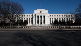 A view of the Marriner S. Eccles Federal Reserve building on January 26, 2022 in Washington, DC.