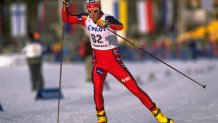 Bjoern Daehlie of Norway in action during the Mens Cross Country in the Skiing World Championships