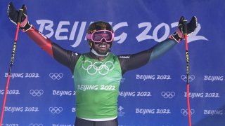 Switzerland's Ryan Regez celebrates winning