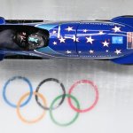 Team USA's Elana Meyers Taylor and Sylvia Hoffman compete in the 2-woman bobsleigh event during the 2022 Winter Olympic Games in Yanqing, China, Feb. 18, 2022.