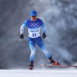 Jules Lapierre of Team France competes during the Men's Cross-Country Skiing 50km Mass Start Free on Day 15 of the Beijing 2022 Winter Olympics at The National Cross-Country Skiing Centre on February 19, 2022 in Zhangjiakou, China. The event distance has been shortened to 30k due to weather conditions.
