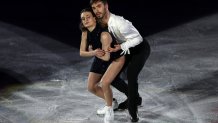 Gabriella Papadakis and Guillaume Cizeron of Team France skate during the Figure Skating Gala Exhibition on day 16 of the 2022 Winter Olympics at Capital Indoor Stadium on Feb. 20, 2022, in Beijing, China.