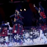 Members of Team USA make their way into the Beijing National Stadium at the 2022 Winter Olympics Closing Ceremony, Feb. 20, 2022 in Beijing.