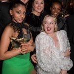 (L to R) Charithra Chandran, Luke Newton, Ruth Gemmell, Nicola Coughlan and Adjoa Andoh