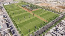 Rendering of proposed soccer complex at the Santa Clara County Fairgrounds.