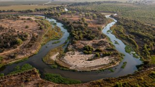 The confluence of the Toulumne and San Joaquin rivers.