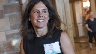 Lorie Logan, senior vice president of Markets at the Federal Reserve Bank of New York, arrives for a western themed dinner during the Jackson Hole economic symposium, sponsored by the Federal Reserve Bank of Kansas City, in Moran, Wyoming, Aug. 26, 2016.