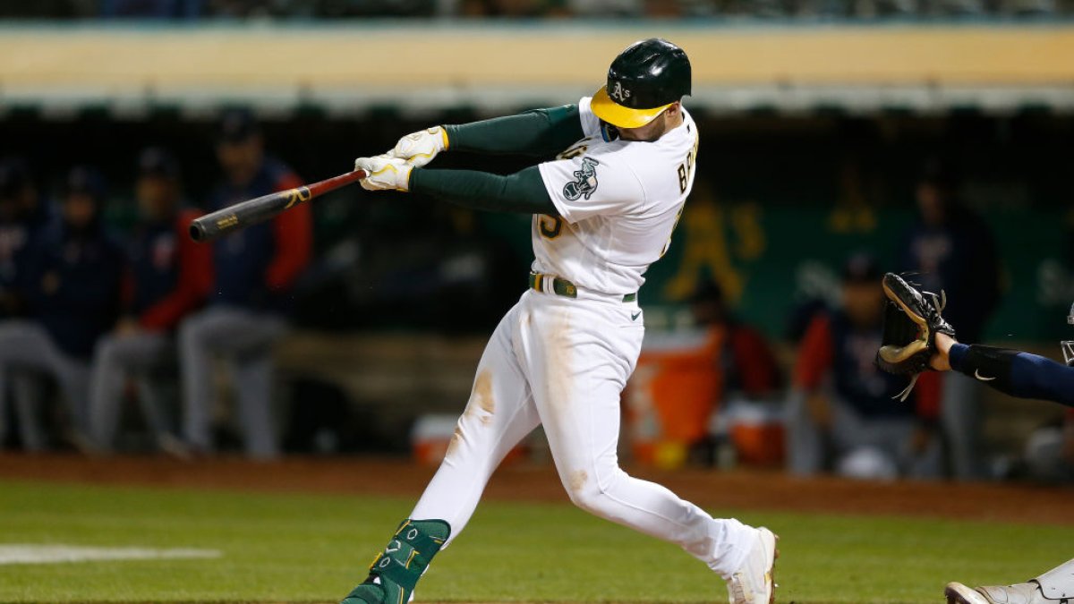 Byron Buxton of the Minnesota Twins looks on against the Oakland News  Photo - Getty Images