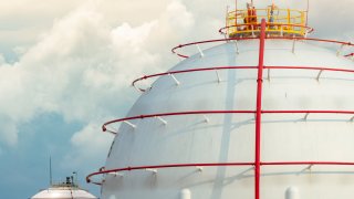 A liquid natural gas (LNG) tank.