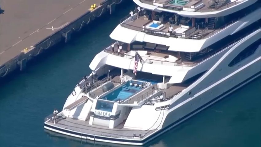 A $325 million 350-foot yacht owned by a sanctioned "beneficiary of Russian corruption" put into port in San Diego, according to the U.S. Department of Justice.