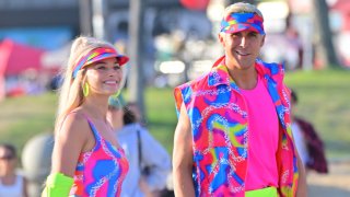 Margot Robbie and Ryan Gosling film new scenes for 'Barbie' in Venice California.