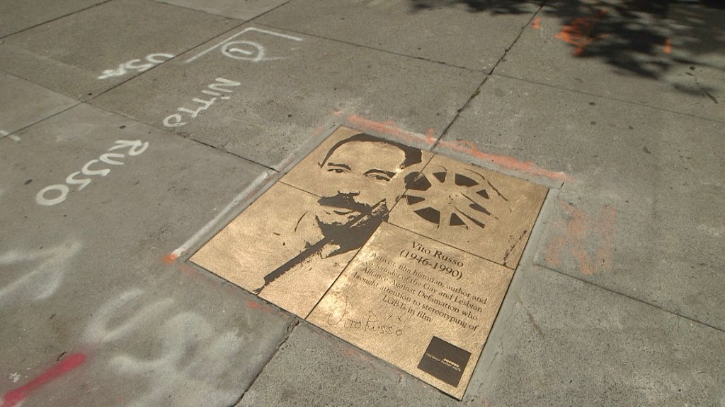 A plaque of film historian and author Vito Russo.