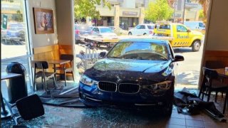 A car crashed into a Starbucks in Cupertino.