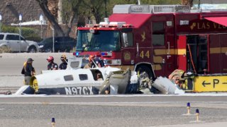 Four people died Sunday after two small planes collided at North Las Vegas Airport.