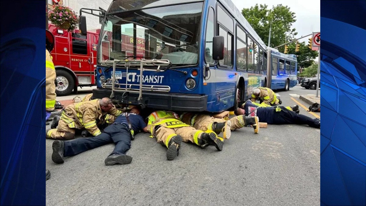 WATCH: Firefighters Rescue Woman From Under Bus in Stamford – NBC Bay Area - Vimarsana News