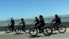 Group of Cyclists Ride on Bay Bridge