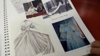 A scrapbook kept by Elizabeth Emanuel, who designed Diana, Princess of Wales wedding dress
