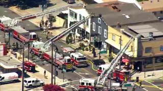 Firefighters battle a structure fire in San Jose.