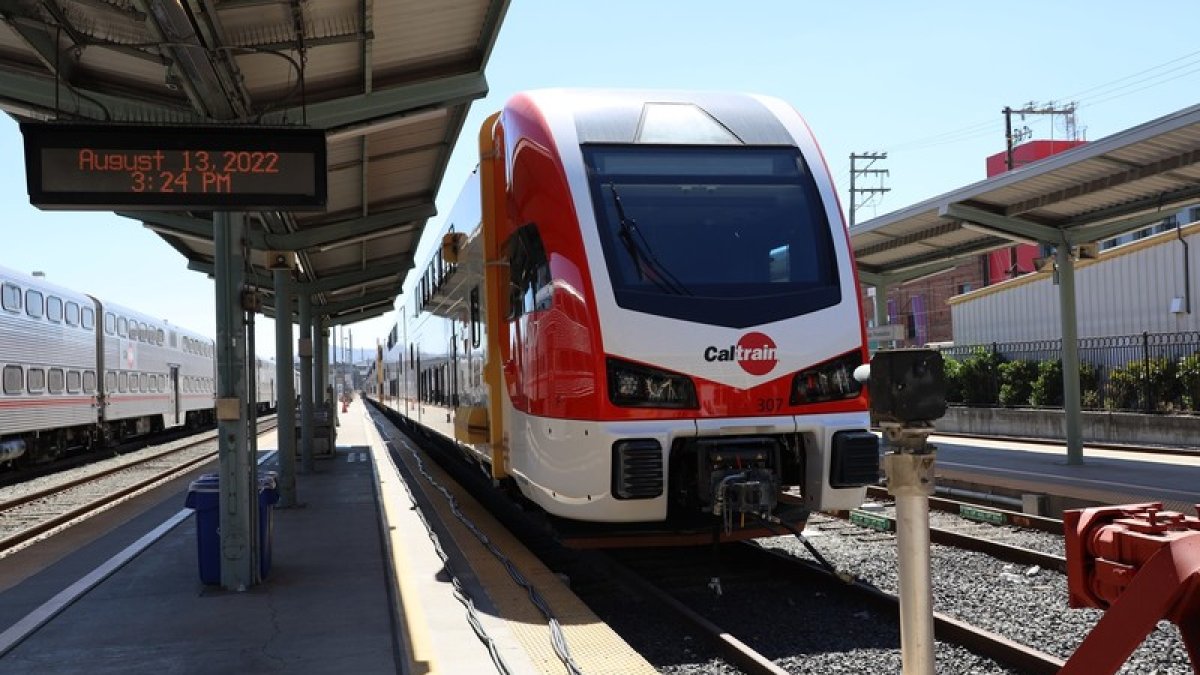 Caltrain Unveils New Electric Trains – NBC Bay Area