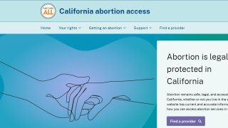 The homepage of a new California website to promote abortion access.