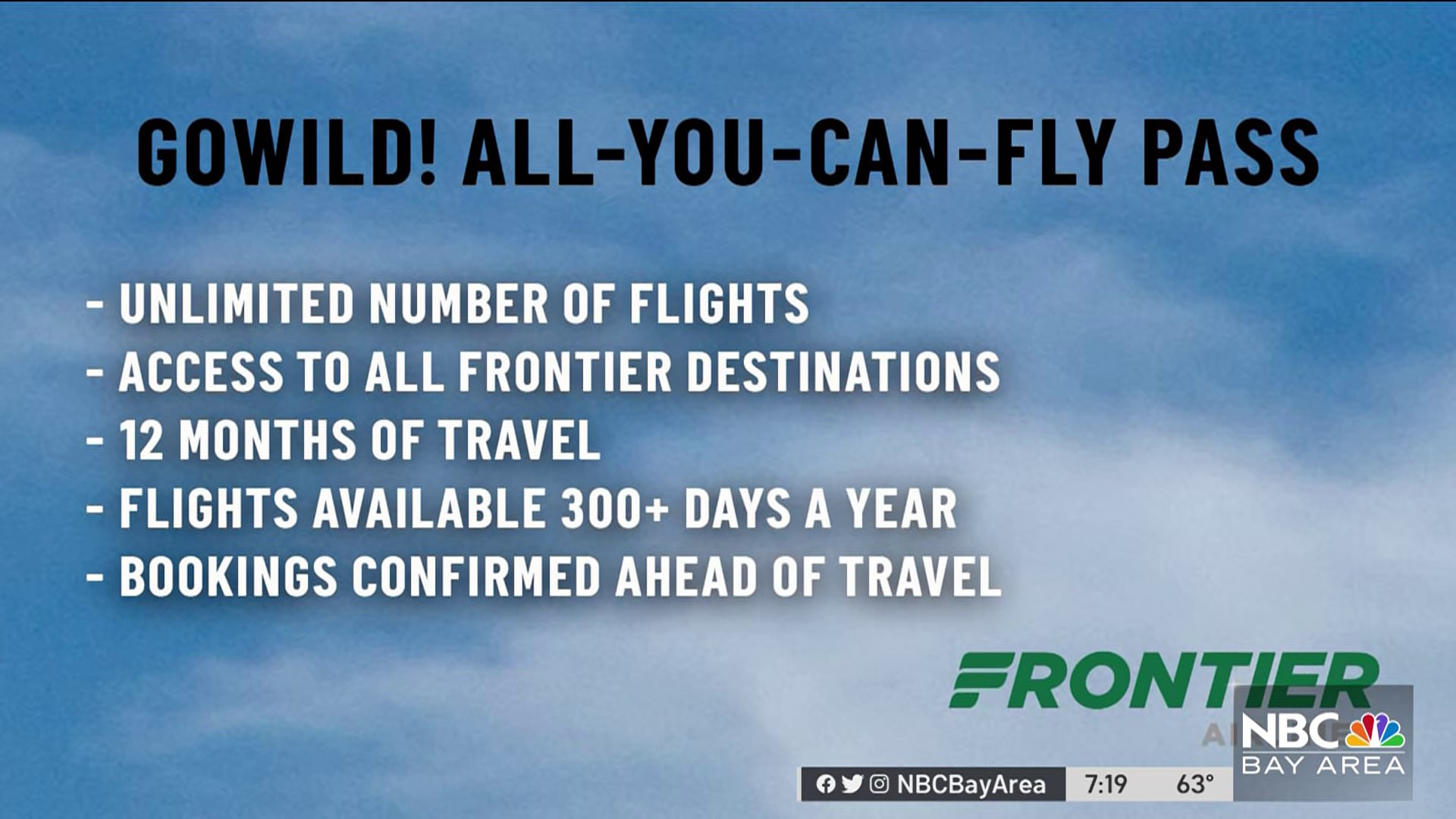 Frontier Airlines announces GoWild! All-You-Can-Fly Monthly Pass™ for free  in the first month