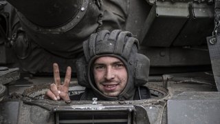 A Ukrainian tank driver near the Kherson front in Ukraine on Nov. 9, 2022.