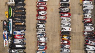 Boats previously used by migrants to cross the English Channel