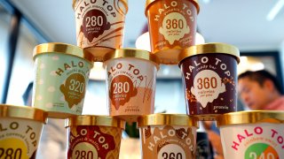 Halo Top pints of ice cream in Los Angeles, California.