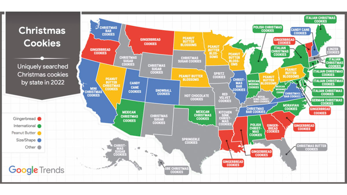 Google Releases Its List of the Most Popular Christmas Cookies By State