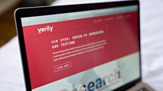 The Verily website is displayed on a laptop computer in an arranged photograph taken in Arlington, Virginia, on Thursday, May 7, 2020.