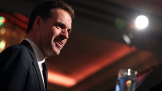 Historian Niall Ferguson gives a speech at a gala dinner in Hong Kong. Ferguson argued at the 2023 World Economic Forum in Davos that the world is not experiencing major de-globalization.