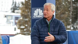 Jamie Dimon, President, CEO & Chairman of JP Morgan Chase, speaking on Squawk Box at the WEF in Davos, Switzerland on Jan. 19th, 2023. 