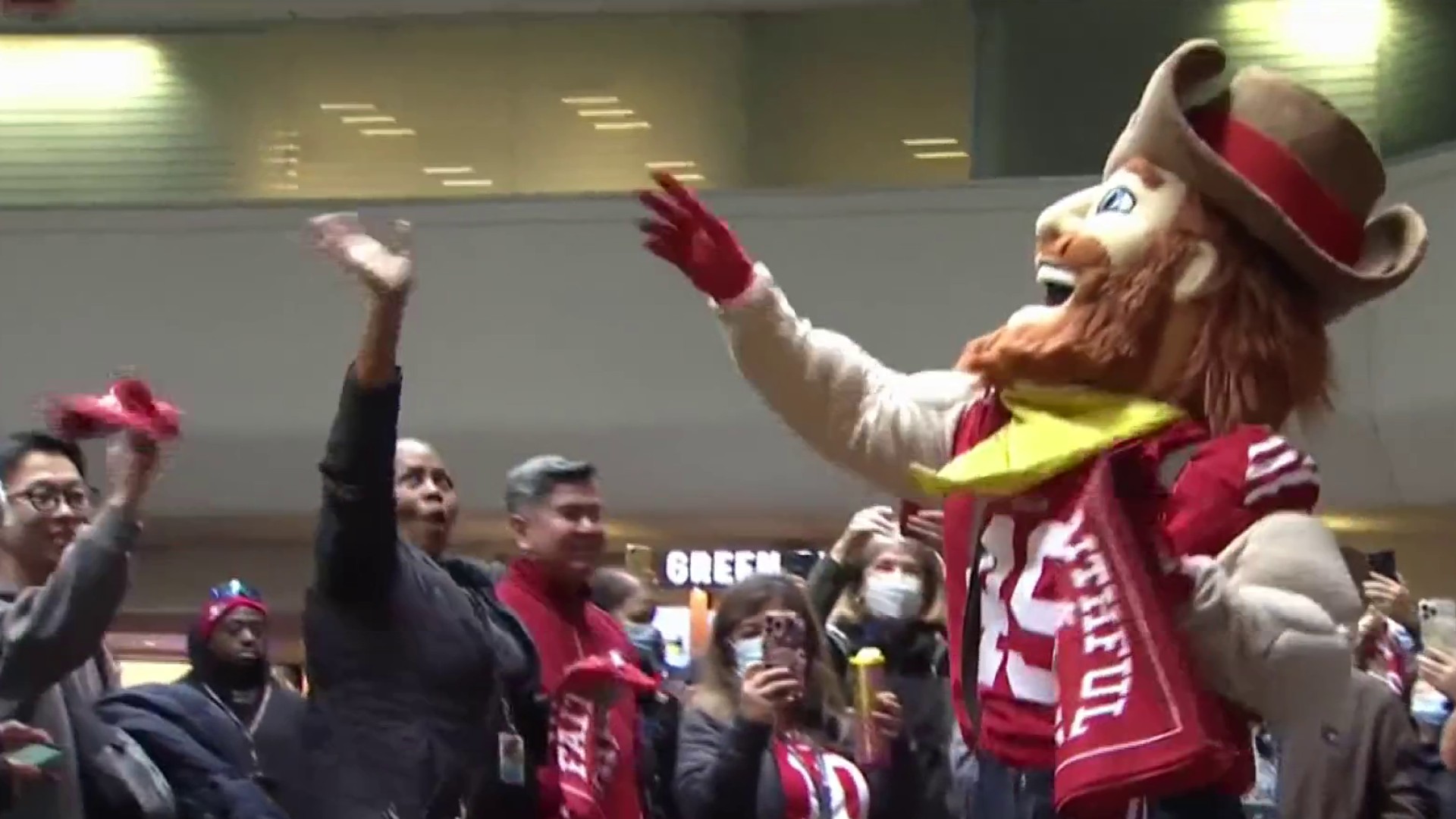 San Francisco 49ers fans watch the NFC Championship NFL football game  against the Los Angeles R …