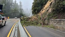 Landslide on Highway 17 in the Santa Cruz Mountains.