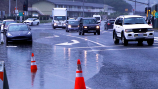 FILE PHOTO: Flooded entrance to Manzanita Park and Ride in Marin County in 2019 (Marin County via BCN)