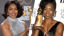 From left: Angela Bassett winning a Golden Globe in 2023 and in 1994.