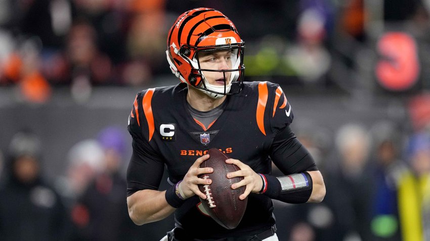 Joe Burrow Arrives in Pink Outfit Ahead of Bengals-Chiefs AFC Title Game –  NBC Connecticut