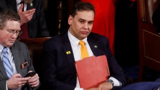 U.S. Rep. George Santos (R-NY) sits in the House Chamber prior to U.S. President Joe Biden delivering his State of the Union address at the U.S. Capitol in Washington, U.S., February 7, 2023.