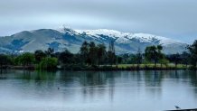 Snow-capped mountains seen from city of Fremont. (Feb. 24, 2023)