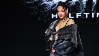 Rihanna poses for photos after the Super Bowl LVII Apple Music Halftime Show press conference held at the Phoenix Convention Center. Picture date: Thursday February 9, 2023.