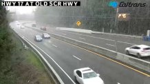 A Caltrans traffic camera spotted what appeared to be snow falling on Highway 17 in Santa Cruz. (Feb. 22, 2023)
