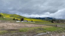 The hills and mountains near Pleasanton were covered in snow following the winter storm. (Feb. 25, 2023)