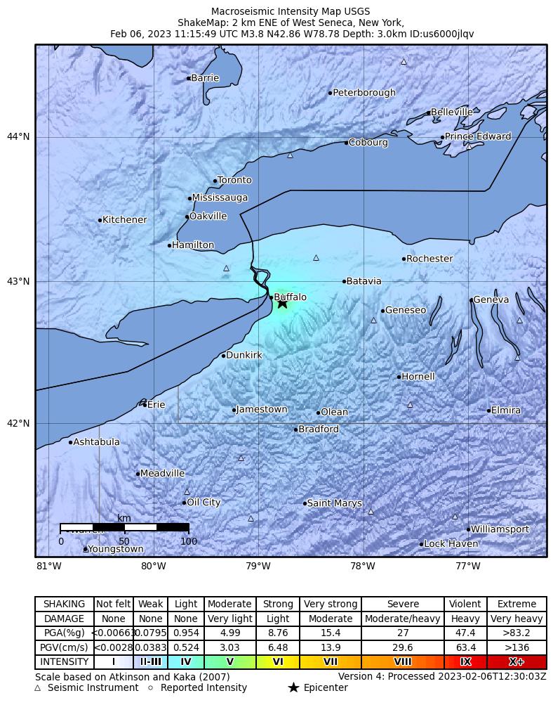 Earthquake in Buffalo NY Today USGS Records 3.8 Magnitude Near West