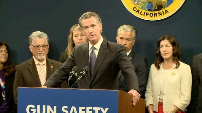 Gov. Gavin Newsom announces new gun safety efforts in California. (Feb. 1, 2023)