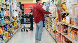 Shoppers look at items displayed at a grocery store in Washington, D.C., on Feb. 15, 2023.