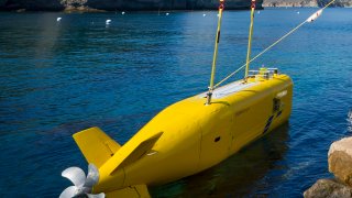 Boeing’s lineup of unmanned, undersea vehicles (UUV) can operate autonomously for months at a time on a hybrid rechargeable propulsion power system. Pictured above is the 18-foot Echo Ranger. The aerospace and defense contractor also makes the 32-foot Echo Seeker, and its latest innovation, and the largest autonomous sub, is the Voyager at 51-feet.