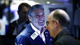 Traders work on the floor of the New York Stock Exchange (NYSE) in New York City, U.S., March 3, 2023.