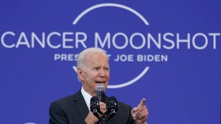 FILE – President Joe Biden speaks on the cancer moonshot initiative at the John F. Kennedy Library and Museum, Sept. 12, 2022, in Boston.