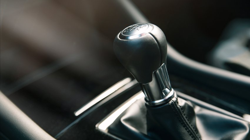 Close up of car gear shift lever