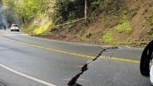 Damage to Highway 84 in San Mateo County.
